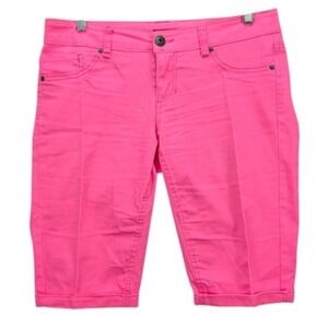 Bongo‎ Juniors Bermuda Shorts Size 7 Hot Pink Denim Cotton Stretch Mid Rise Y2K